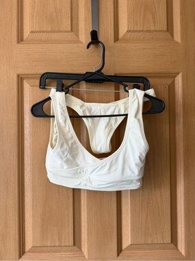Fae Swim Cream Scoop Neck Bikini Top and Thong Set